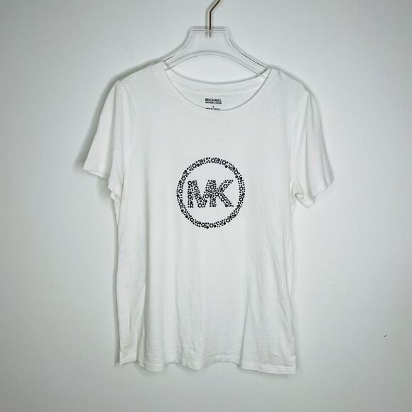 Michael Michael Kors MK Short Sleeve Floral Circle Tshirt White Tee S Small - Picture 8 of 8